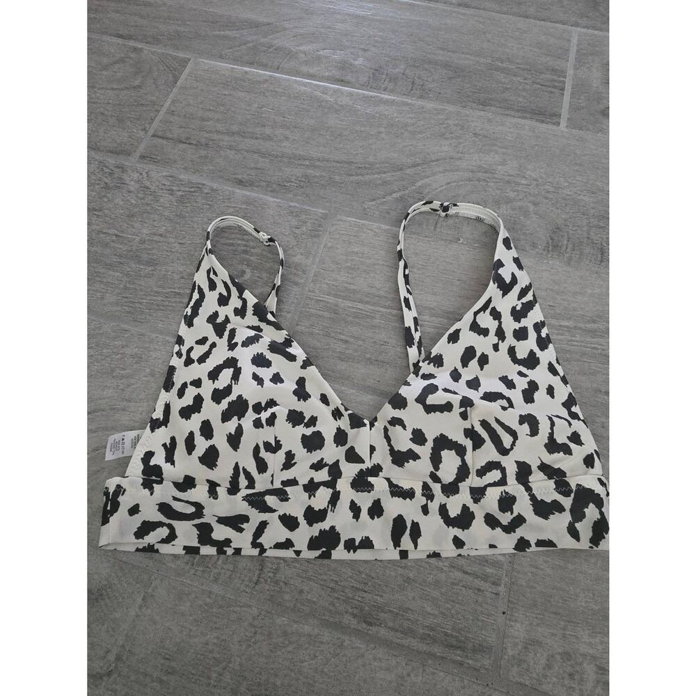 Women's Aerie‎ Scoop Bikini Top Black and White Cheetah Print Size Medium
